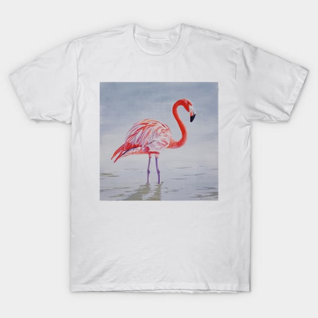 Pink Flamingo painting T-Shirt by EmilyBickell